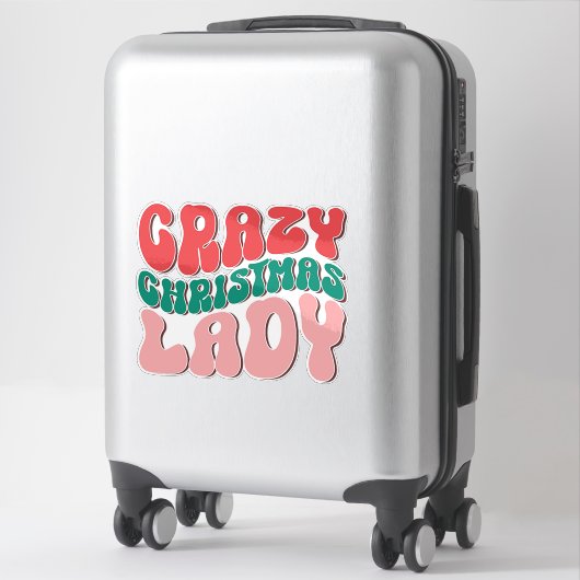 Crazy Christmas Lady Retro Vakantie Grappig Feeste Sticker (Koffer)