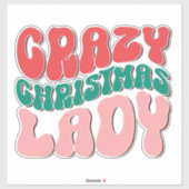 Crazy Christmas Lady Retro Vakantie Grappig Feeste Sticker (Vel)