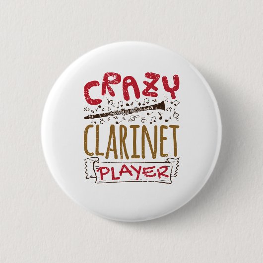 Crazy Clarinet Player Clarinetist Ronde Button 5,7 Cm (Voorkant)