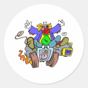 Crazy Clown Guy Ronde Sticker