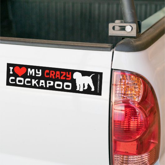Crazy Cockapoo (Long-Tail) Bumpersticker (Op Truck)