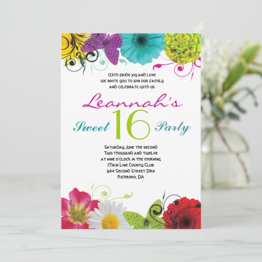 CRAZY COLLAGE Sweet 16 Seize Invitation (Debout devant)