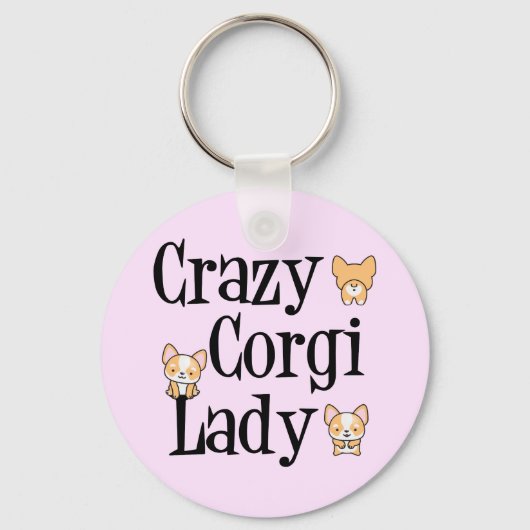 Crazy Corgi Lady Sleutelhanger (Voorkant)