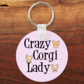 Crazy Corgi Lady Sleutelhanger (Voorkant)