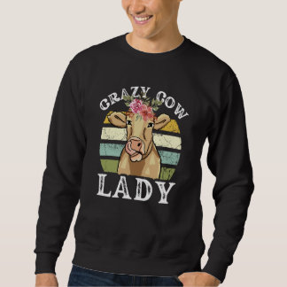 Crazy Cow Lady Women Animal Flowers Mother's Day   Trui