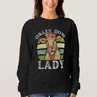 Crazy Cow Lady Women Animal Flowers Mother's Day   Trui