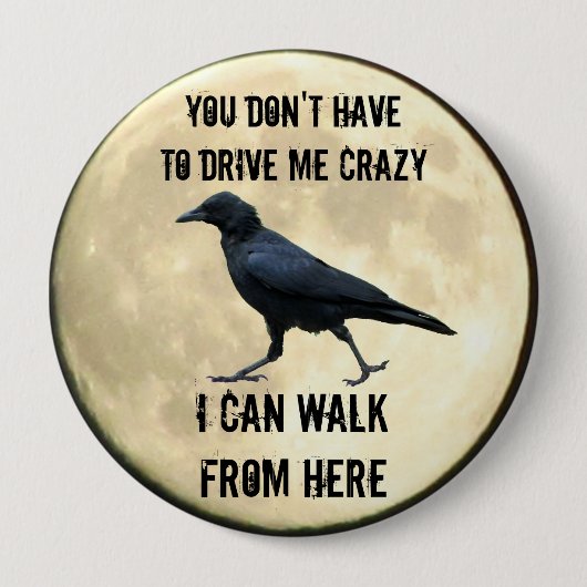Crazy Crow en Full Moon Meme Ronde Button 4,0 Cm