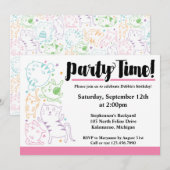Crazy Cute Cats Birthday Party Custom Invitation Kaart (Voorkant / Achterkant)