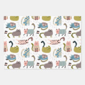Crazy Cute Cats Enveloppement Papier Set de 3 (Devant 2)