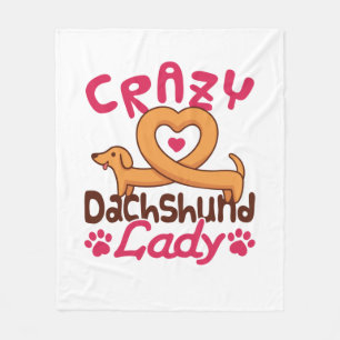 Crazy Dachshund Lady Doxie mama Fleece Deken