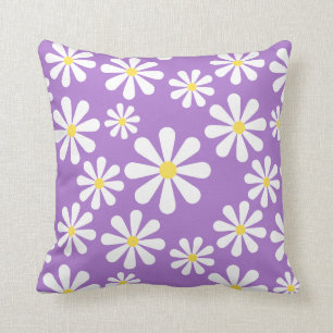 Crazy Daisy Paars White Yellow Floral Kussen
