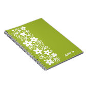 Crazy Daisy Pattern in Spring Green met naam Notitieboek (Rechterzijde)