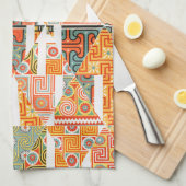 Crazy Diamond Bloemen Kunst Patroon Oranje Keuken Theedoek (Quarter Fold)