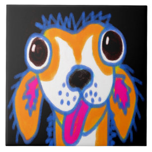 Crazy Dog Abstracte Kunst Tegeltje
