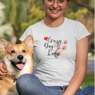 Crazy Dog Lady Hart Pootafdrukken T-shirt