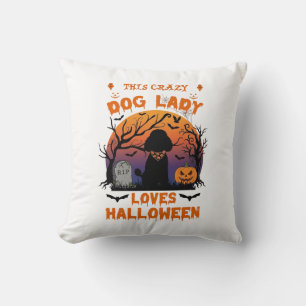 Crazy Dog Lady Loves Halloween Poodle Pumpkin Graf Kussen