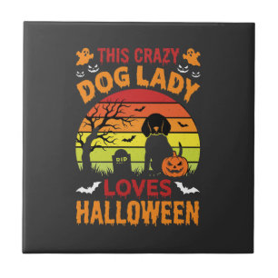 Crazy Dog Lady Loves Halloween Vintage Design Tegeltje