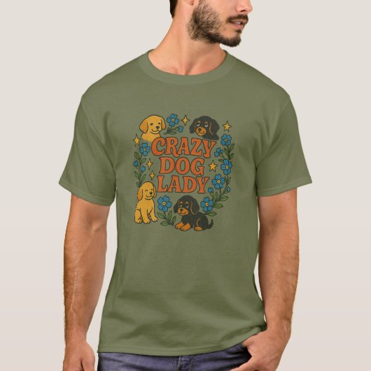 Crazy Dog Lady T-shirt (Voorkant)