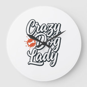 Crazy Dog Lady Vintage Huisdier Liefhebber Typogra Grote Klok