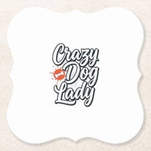 Crazy Dog Lady Vintage Huisdierliefhebber Typograf Kartonnen Onderzetters