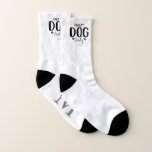 Crazy dog Socks<br><div class="desc">La femme folle,  A fun pair de white socks,  design monogram et nom. These designed on the larger size of sock. If you choose a small sizer,  the design element may need altering.</div>