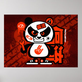 Crazy Drift Patrol - Agressive Panda (rood) Poster