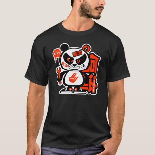 Crazy Drift Patrol - Agressive Panda (rood) T-shirt (Voorkant)