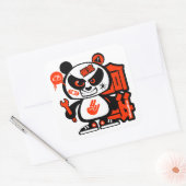 Crazy Drift Patrol - Agressive Panda (rood) Vierkante Sticker (Envelop)
