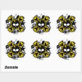 Crazy Drift Patrol - Drift Skull (geel) Ronde Sticker (Vel)