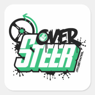Crazy Drift Patrol - Oversteer (groen) Vierkante Sticker