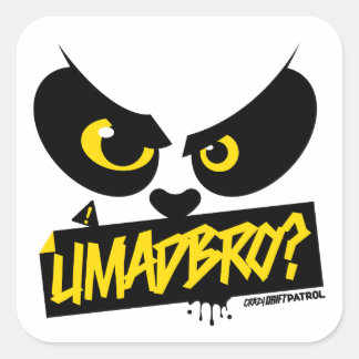 Crazy Drift Patrol - UMADBRO? (geel) Vierkante Sticker