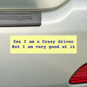 CRAZY DRIVER BUMBER STICKER (Op auto)
