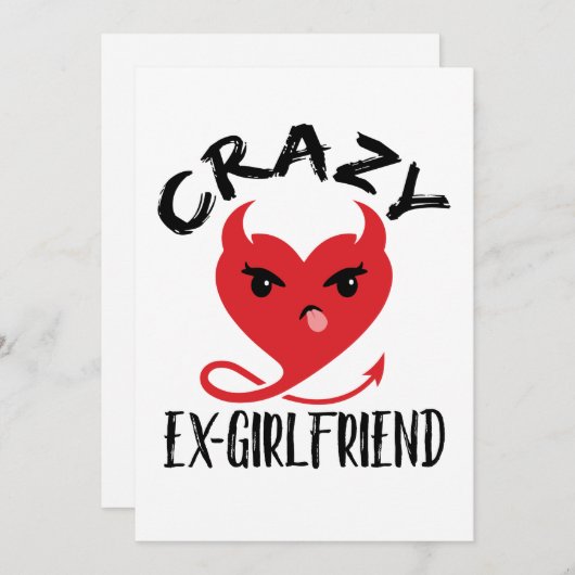 Crazy Ex-Vriendin Funny Devil Red Heart Feestdagenkaart (Voorkant / Achterkant)