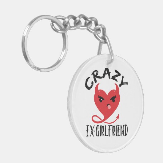 Crazy Ex-Vriendin Funny Devil Red Heart Sleutelhanger (Voorkant Links)