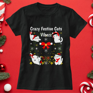 Crazy Feestelijke Katten Grappige Kerst Gepersonal T-shirt