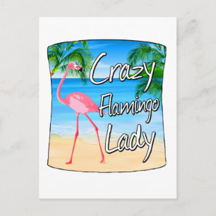 Crazy Flamingo Lady Briefkaart