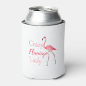 Crazy Flamingo Lady Funny Flamingo Blikjeskoeler (Blikje Voorkant)