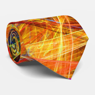 CRAZY FOTON Abstracte OrangeYellow Fractal Swirls Stropdas