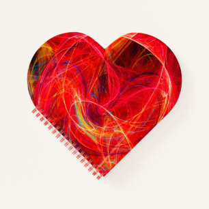 CRAZY FOTON Abstracte rode gele fractals, zwenken Notitieboek