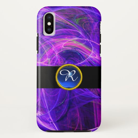 CRAZY FOTON BLUE SAPPHIRE GEM STONE MONOGRAM Case-Mate iPhone CASE (Achterkant)