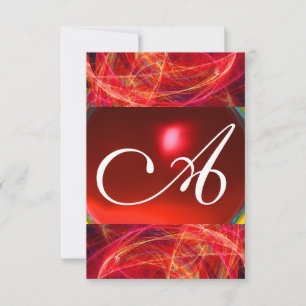 CRAZY FOTON MONOGRAM rode, roze Rsvp Kaart