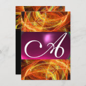 CRAZY FOTON MONOGRAM zwarte roze rsvp Kaart (Voorkant / Achterkant)