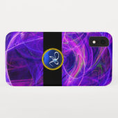 CRAZY FOTON PAARSE BLUE GEM MONOGRAM Abstract Case-Mate iPhone Case (Achterkant (horizontaal))