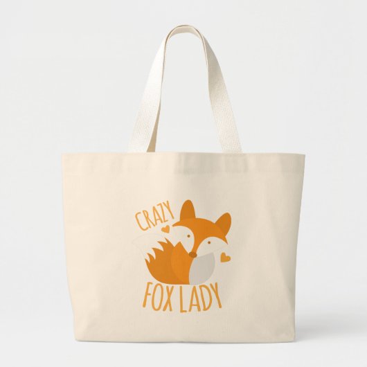 Crazy Fox Lady Grote Tote Bag (Voorkant)
