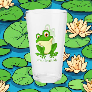 Crazy frog lady voegt text toe glas