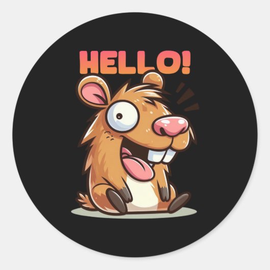 Crazy Funny Capybara Hello Sticker (Devant)
