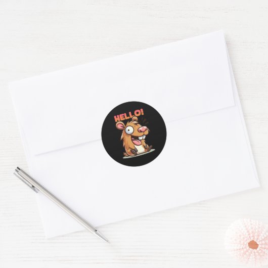 Crazy Funny Capybara Hello Sticker (Enveloppe)