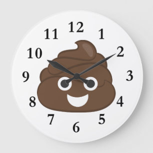 Crazy Gekke Brown Poop Emoji Grote Klok