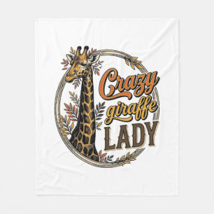 Crazy Giraffe Dame Vintage Gravure Shirt Ontwerp_ Fleece Deken