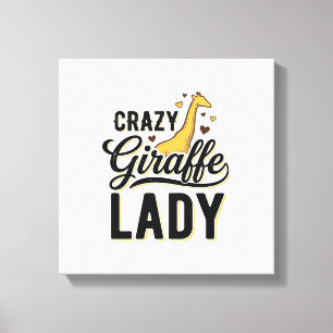 Crazy Giraffe Dames Vintage Gravure Shirt Design Canvas Afdruk